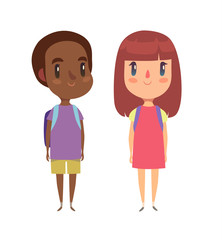 Elementary school pupils. Boy and girl. Vector character.