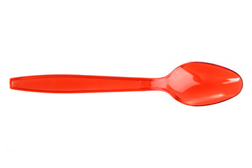 Plastic spoon on a white isolated background
