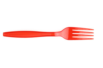 Plastic fork on a white isolated background