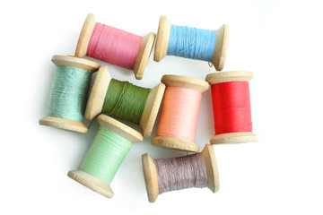 Spool of thread on isolated white background