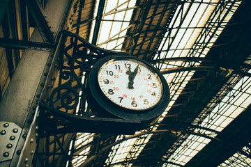 Vintage clock at railway station