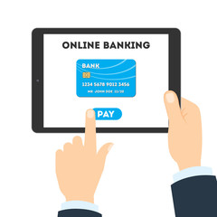 Online banking concept. Checking balance, sending money and making payments. Tracking savings.