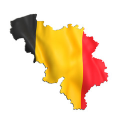 Silhouette of Belgium map with flag