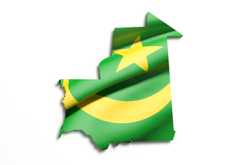 Silhouette of Mauritania map with flag