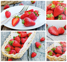 Ripe fruit and berries. Strawberries, raspberries, cherries, mulberries.