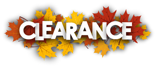 Clearance banner with maple leaves.