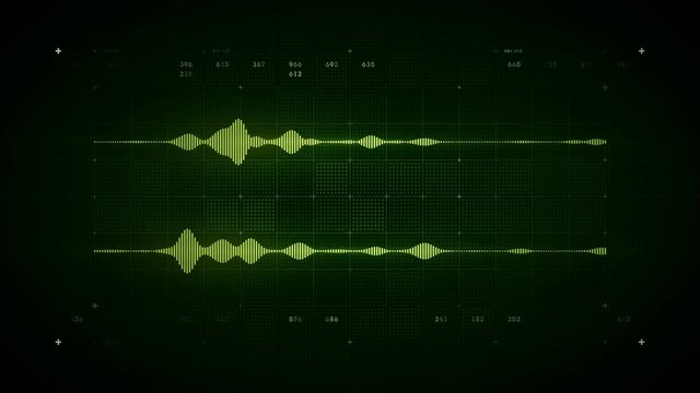 4K Audio Waveform Stereo Green - A visualization of audio waveforms. This clip is available in multiple color options and loops seamlessly. 