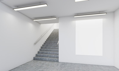 Hall with stairs and poster