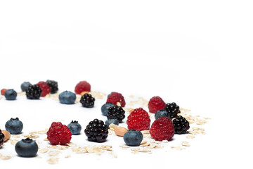 assorted berries and oatmeal