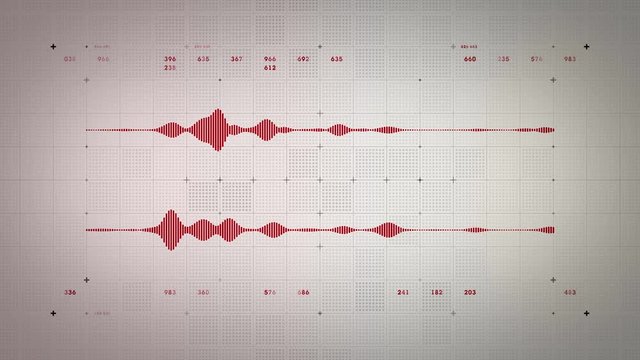 4K Audio Waveform Stereo Red Lite - A visualization of audio waveforms. This clip is available in multiple color options and loops seamlessly. 