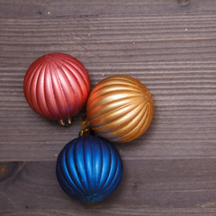 Christmas decorations on a wooden background