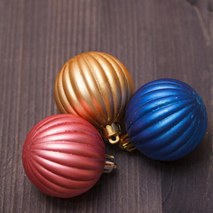 Christmas decorations on a wooden background