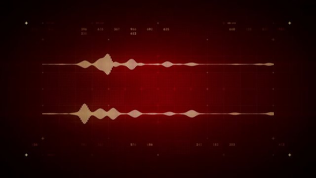 4K Audio Waveform Stereo Red - A visualization of audio waveforms. This clip is available in multiple color options and loops seamlessly. 