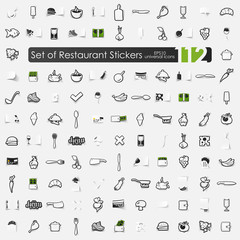 Set of restaurant stickers