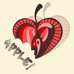 Vector illustration of apple. Apple in a retro style. EPS 10