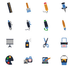 art tools icon set