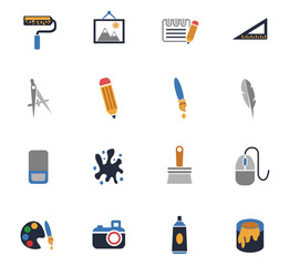 art tools icon set