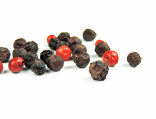 Peppercorns isolated on white background.