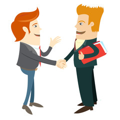 Fototapeta premium Business handshake and business people infront their office. Fla