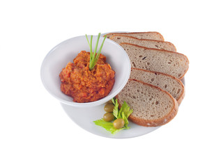 vegan bread spread mashed eggplant with tomato and carrot