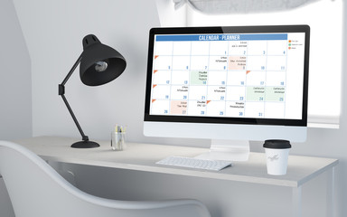 3d desktop workspace rendering calendar