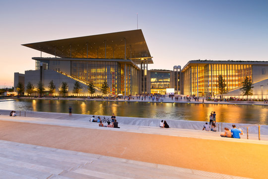 View of Stavros Niarchos Foundation Cultural Center in city of Athens.