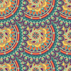 Ornate floral seamless texture, endless pattern with vintage mandala elements.