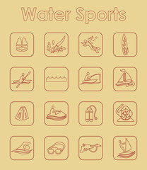Set of water sports simple icons