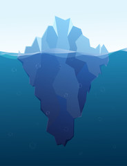 Big iceberg in the sea, flat illustration