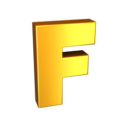 Golden letter. High quality 3D render. Isolated on white.