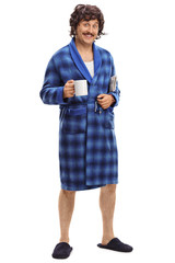 Guy in a blue bathrobe