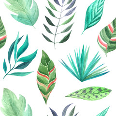 Watercolor jungle seamless patterns