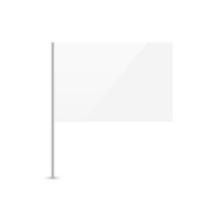 White flag vector template isolated on white background. Blank empty surrender clean white flag glossy icon.
