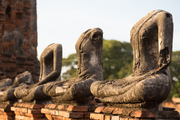 Fototapeta na wymiar old buddha statue at Wat Chaiwatthanaram in the Ayutthaya Histor