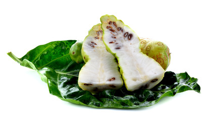 Exotic fruit,noni fruit on white background