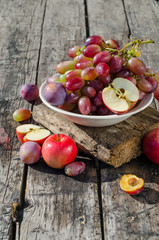 fruits on wooden background