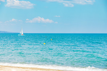 Sailboat yacht boat sail sea ocean water horizon summer travel sport beach sand shore wave