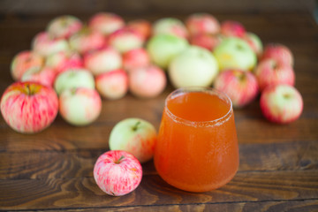 Carrot juice in glass on  table