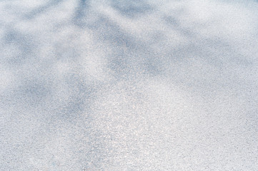 White snow ice frost winter surface abstract texture background light shadow tree branch ground