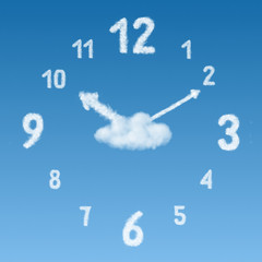 Clock in blue sky