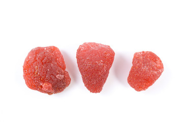 Dried strawberries on white background