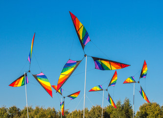 pinwheel windmill with 3 differently colored vanes