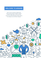 Welcome to Ukaine- line design brochure poster template A4