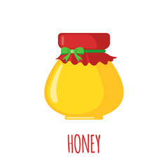 Honey jar icon in flat style.