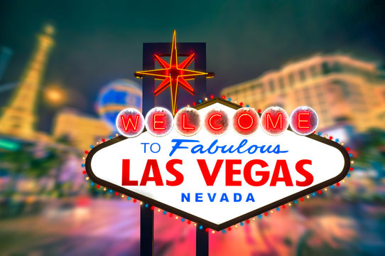 Welcome to fabulous Las vegas Nevada sign with blur strip road b