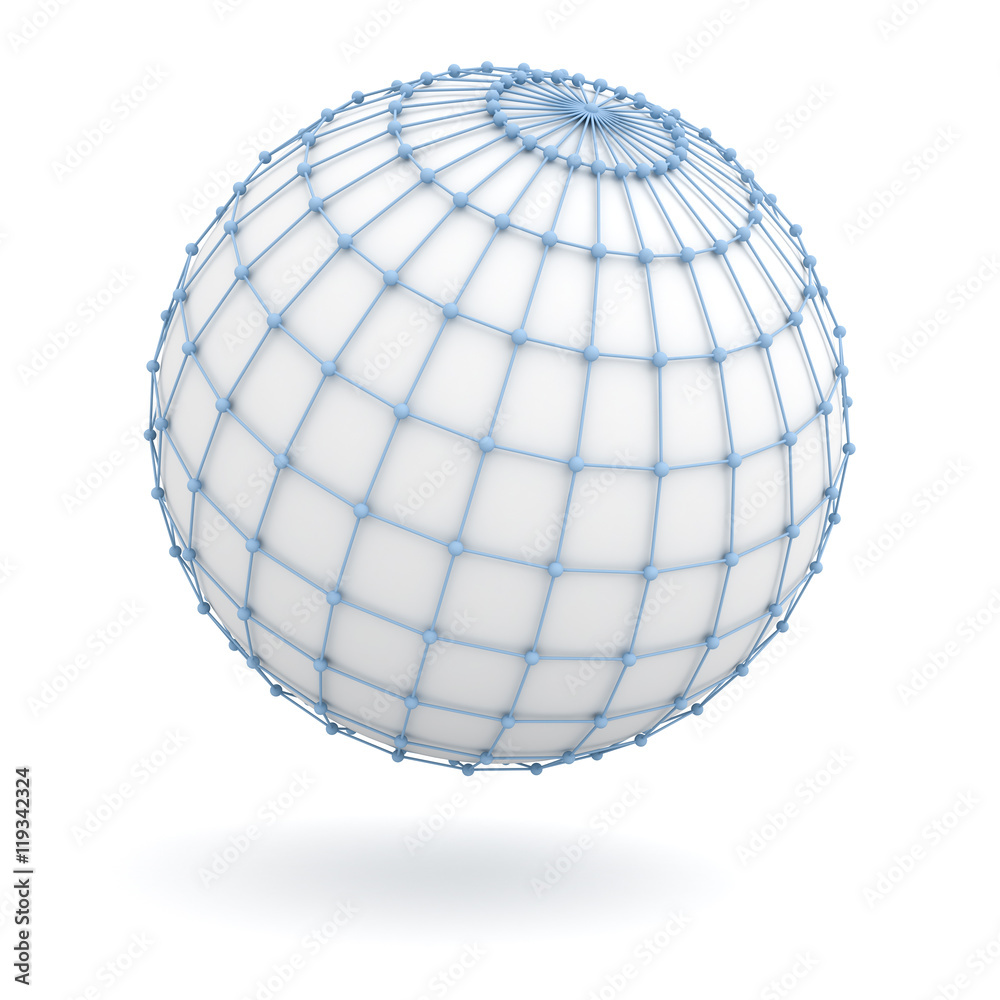Aufkleber Global network concept isolated over white background with shadow 3D rendering