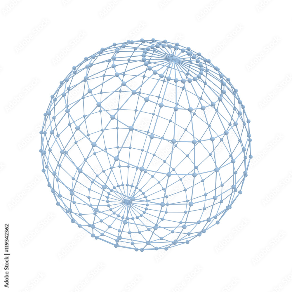 Aufkleber Global network concept isolated over white background 3D rendering