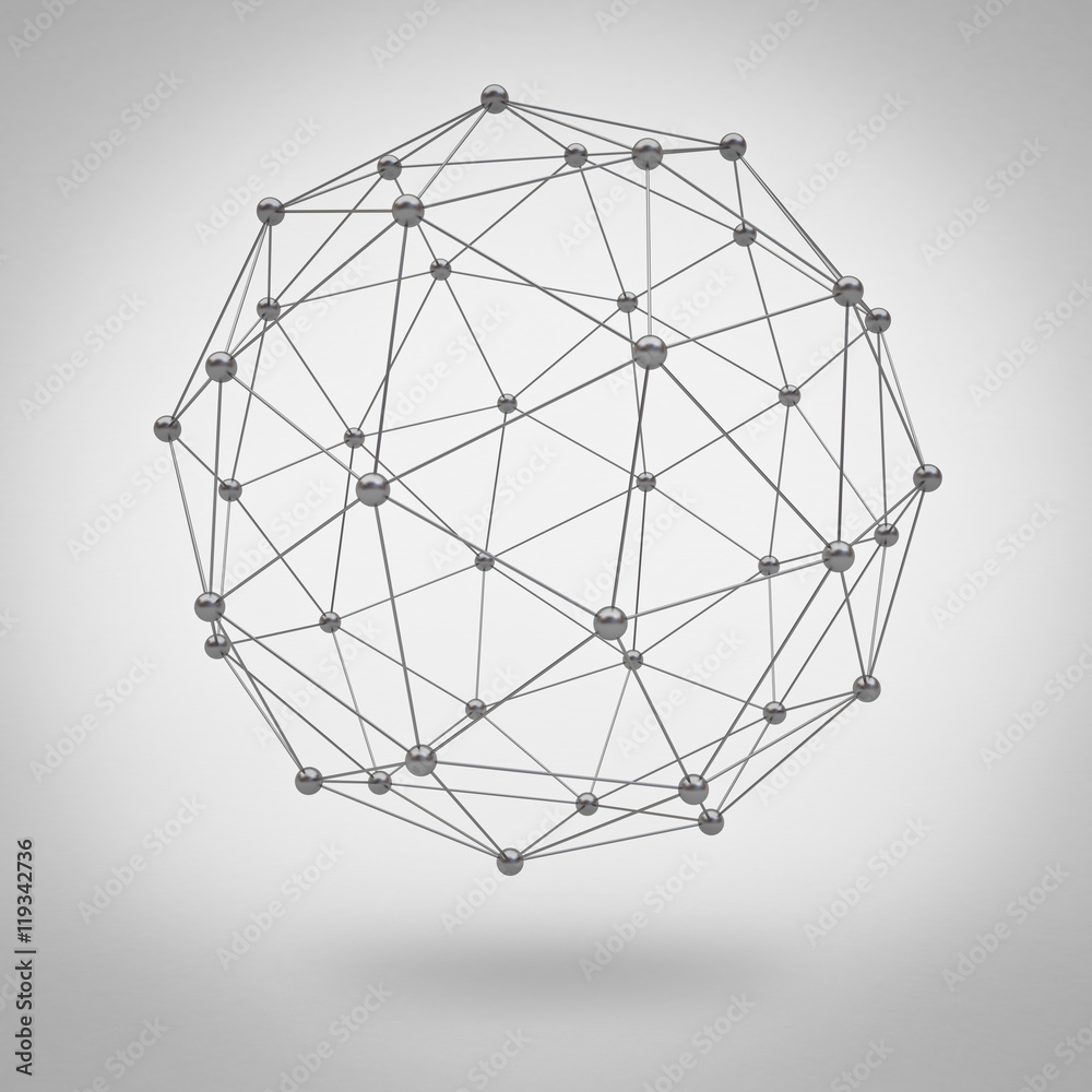 Aufkleber Global network concept on grey background 3D rendering