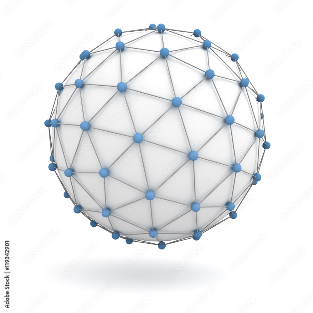 Aufkleber Global network concept isolated over white background with shadow 3D rendering
