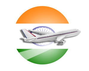 Plane and India flag.